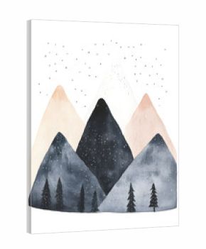 Mountains organic forms poster in pastel color palette