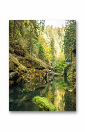 Picturesque view of Hrensko national Park, situated in Bohemian Switzerland, Czech Republic 