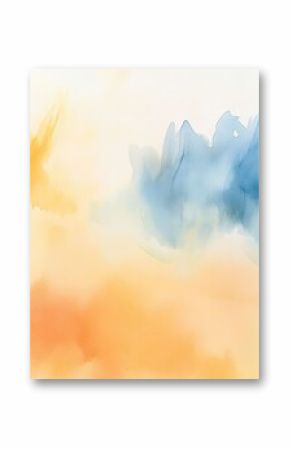 A vibrant abstract watercolor painting featuring a blend of warm yellows. cool blues. and soft reds. creating a serene atmosphere ideal for artistic backgrounds