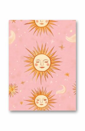 the sun tarot on a pink background.