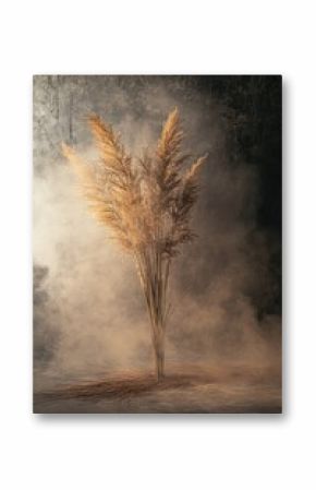 Dried Pampas Grass in Smoky Setting