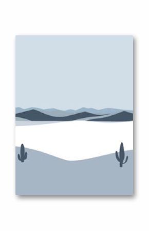 Flat minimalistic illustration of a desert in gray tones. Background for a thematic banner