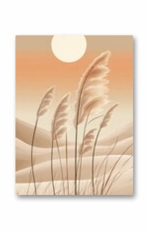 Desert sunset, tall grasses, warm tones