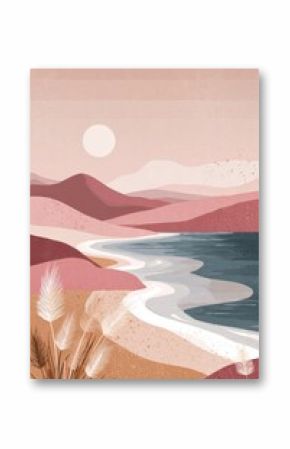 Boho Coastal Serenity. Abstract Beach Waves Print for Bohemian Art Lovers
