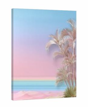Pastel desert scene with palm trees