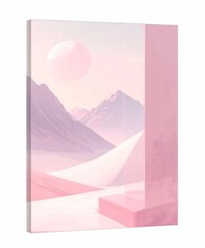 Pastel Pink Mountain Desert Landscape.