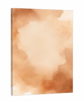 Warm sepia watercolor background with soft cloud-like washes on textured paper and light center copy space. Abstract handmade wash, natural earth tones, subtle artistic texture.