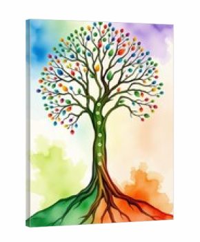 Nature inspired watercolor tree of life, boho spiritual art for harmonious home decor,  spiritual,  art