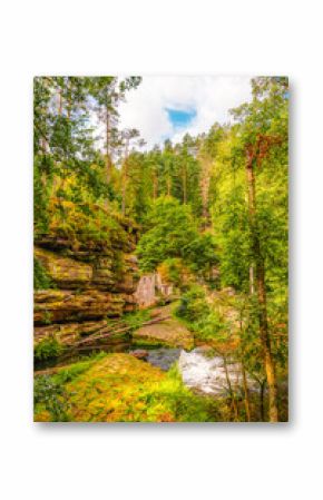 Ruins of water mill Dolsky mlyn in Bohemian Switzerland, Czech Republic. The place where Czech fairy tales are filmed