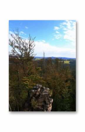 Malinska Skala viewpoint located in Zdarske Vrchy, Bohemian-Moravian Highlands, Czech Republic