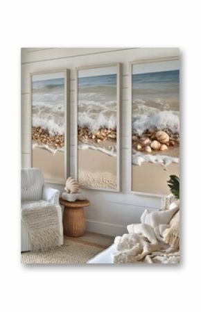 Seashell Triptych Beach Wall Decor