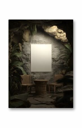 Empty Frame Mockup In A Cave