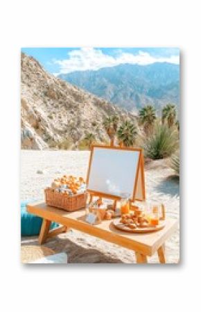 Desert Picnic Setting with Mountain Views.