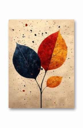 Minimalist boho poster with abstract botanicals in Japandi style art