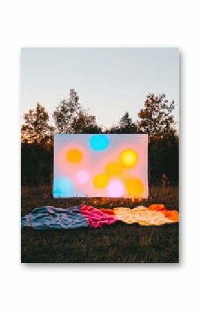 Cottagecore Cinema Nostalgic Outdoor Movie Experience with Vibrant Projection and Cozy Textile Layers - Immersive Gen Z Lifestyle Content