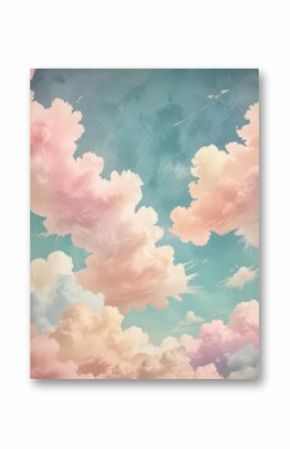 Distressed paper with stylized sky patterns in pastel colors,  vintage, sky,  pastel