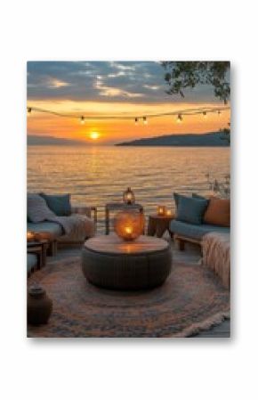 Lakeside sunset patio
