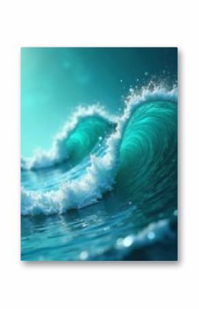 Whimsical stylized waveform in shimmering turquoise and silver hues, bohemian, stylized