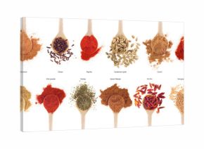 Spices collection on spoons