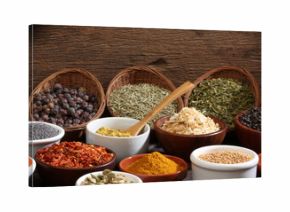 Different bowls of spices