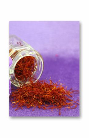 Dried saffron spice and Saffron flower