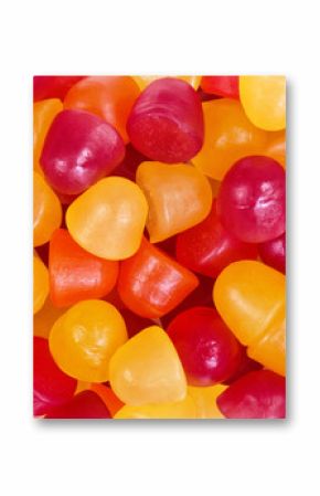 Closeup of fruit candy gummies in different colors