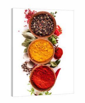 Various spices isolated on white background