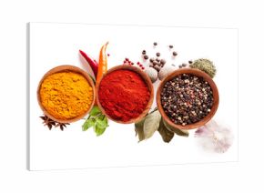 Various spices isolated on white background