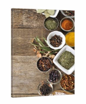 spices on a wooden table