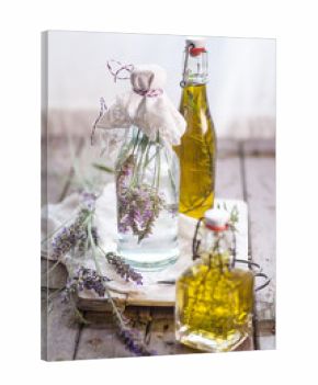 Lavender vinegar, rosemary oil and thyme oil