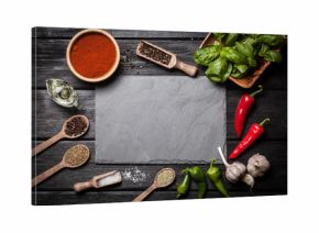 Stone board with different spices