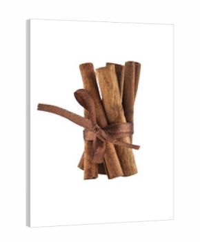 Top view of cinnamon sticks isolated on white