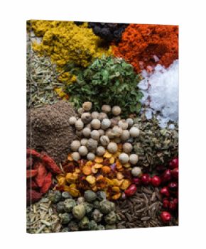 abundance of different color spices