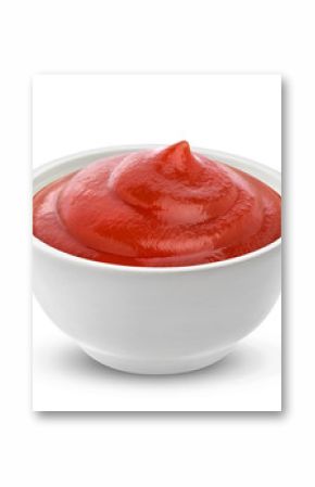 Ketchup in bowl isolated on white background. Portion of tomato sauce. With clipping path. One of the collection of various sauces