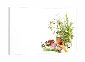 Herbs and spices on white  - background for cooking