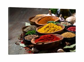 assortment of spices and herbs, selective focus