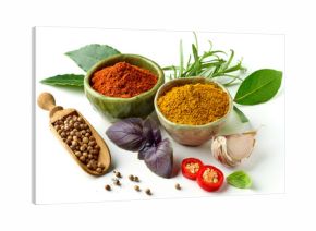 Various spices isolated on white