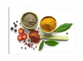 Various spices isolated on white background