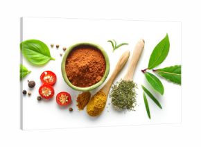 Various spices isolated on white background