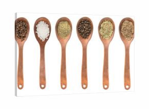 Set of spoons with different spices