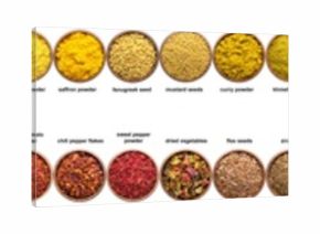large set of spices isolated on white. collection Seasonings in cups