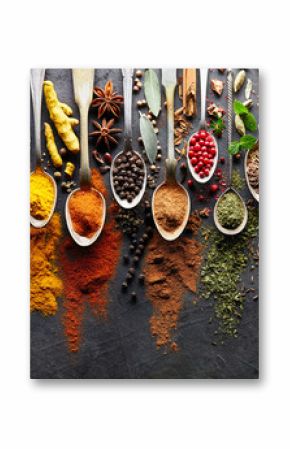 Spices on black board