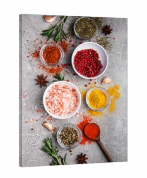 Different kind of spices in bowls