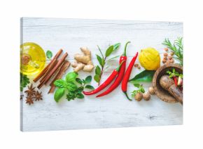 Fresh aromatic herbs and spices for cooking