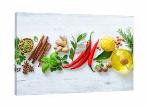Fresh aromatic herbs and spices for cooking