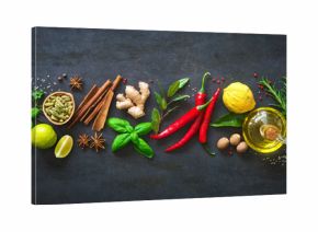 Fresh aromatic herbs and spices for cooking