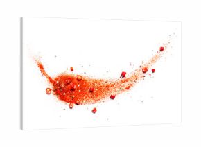 Chili powder forming a shape of a chili pepper