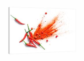 Chili, red pepper flakes and chili powder burst