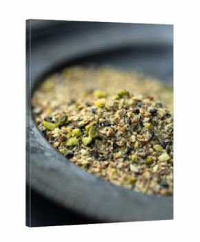 Dukkah, an Egyptian spice blend made with Toasted nuts and spices