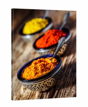 spices,Indian spices, color full spices in glass bowls